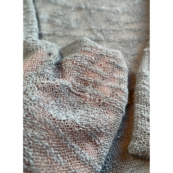 Hands to Hearts Sheer Knit Top Sweater Burnout Distressed Long Sleeve Gray L XL - Picture 10 of 15